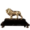 Lion Brass With Black Lacquer Base Figurine