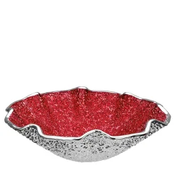 Lirica Red Scalloped Glass Decorative Bowl