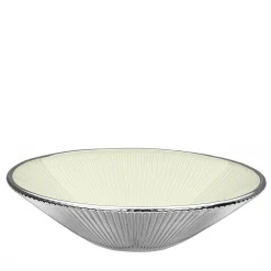 Lirica Silver and White Glass Large Decorative Bowl