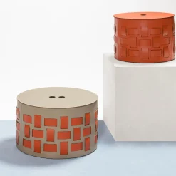 Lisbona N. 10 Orange Round Basket with Lid