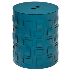 Lisbona N. 12 Petrol Blue Round Basket with Lid