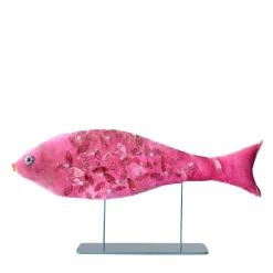 Little Pink Joyful Fish Velvet Sculpture