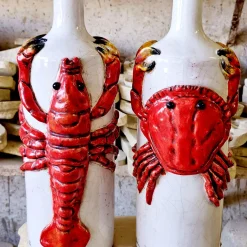 Lobster Polychrome Ceramic Bottle #2