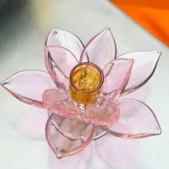Lotus Pink Glass Candleholder by Summerill & Bishop