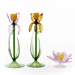 Lotus Pink Glass Candleholder by Summerill & Bishop