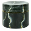 Low Black Portoro Marble Inspired Glass Jar with Lid
