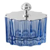 Low Blue Vanity Jar with Silverplated Art Deco Lid