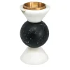 Low Candleholder in Carrara and Marquina Marble by Jacopo Simonetti