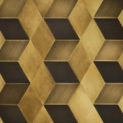 Luce 3D Set of 15 Satin Burnished-Brass Tiles