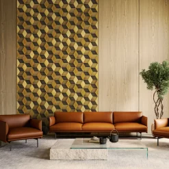 Luce 3D Set of 15 Satin Burnished-Brass Tiles