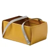 Lullabao Yellow Leather Basket with Handles by Viola Tonucci