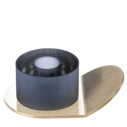 Lumino Stripe Candle Holder Steel Gray and Crystal by Federico Peri