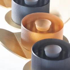 Lumino Stripe Candle Holder Steel Gray and Crystal by Federico Peri