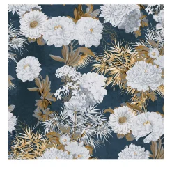 Luxury Blue and Gold Floral Wallpaper