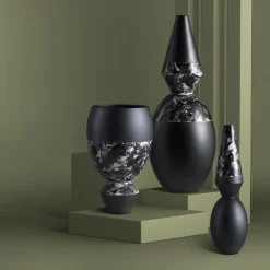 Mandola Black Ceramic Vase by Jean-Christophe Clair