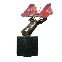 Mano Farfalla Polychrome Bronze Sculpture