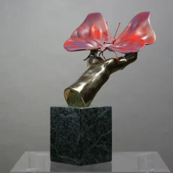 Mano Farfalla Polychrome Bronze Sculpture