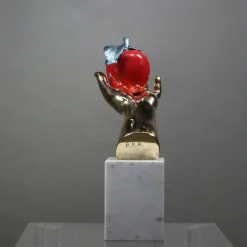 Mano Mela Polychrome Bronze Sculpture