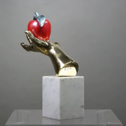 Mano Mela Polychrome Bronze Sculpture