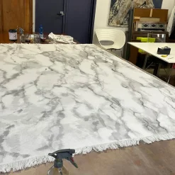 Marmo Fringed Gray Handpainted Blanket