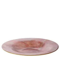 Marmo Large Pink Plate with Gold