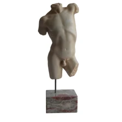 Mars Torso Carrara Marble Sculpture with Base