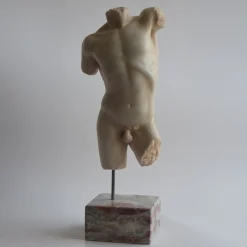 Mars Torso Carrara Marble Sculpture with Base