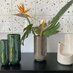 MattiaMatteo Foglia Glossy Green Glazed Ceramic Vase