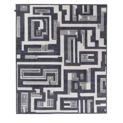 Maze Black & Ivory Wool Rug by Fede Cheti