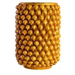 Medium Cylindrical Honey Yellow Flower Vase