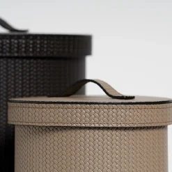 Medium Round Leather Paper Bin