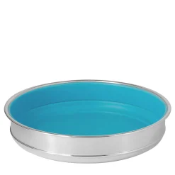 Medium Round Turquoise Silverplated Catchall Bowl