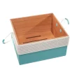 Medium Turquoise & White Basket with Handles