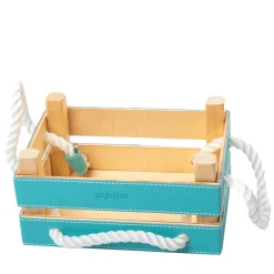 Medium Turquoise & White Fruit Crate
