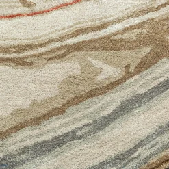 Mellow Waves Antique White & Clay Hand Tufted Rug