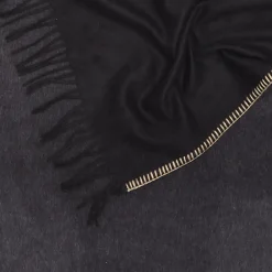 Melrose Fringed Black Small Blanket