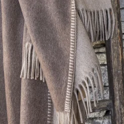 Melrose Fringed Light-Brown Small Blanket