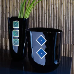 Midi Cloisonné Black Glass Vase