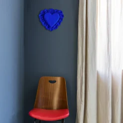 Milagros Sacred Heart Blue Plaster Wall Sculpture