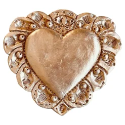 Milagros Sacred Heart Gold Plaster Wall Sculpture