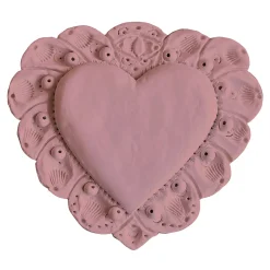 Milagros Sacred Heart Pink Plaster Wall Sculpture