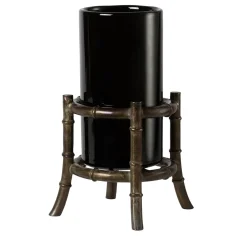 Mini Bamboo Black Glass Vase