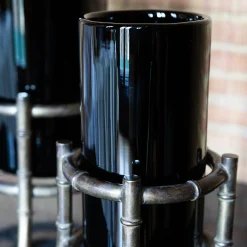 Mini Bamboo Black Glass Vase