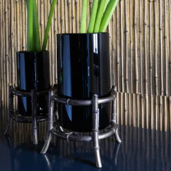 Mini Bamboo Black Glass Vase