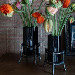 Mini Bamboo Black Glass Vase