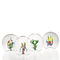 Mini Oasis Flowers Green Glass Sphere Figurine