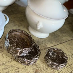 Mini Round Silver Plated Woven Basket