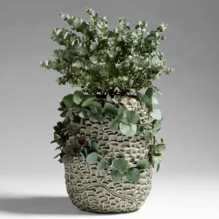 Mino Glossy Hemp Green Ceramic Vase