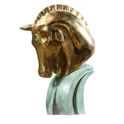 Modern Horse-Head Bronze Sculpture