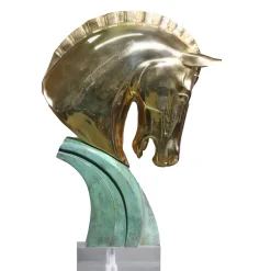 Modern Horse-Head Bronze Sculpture